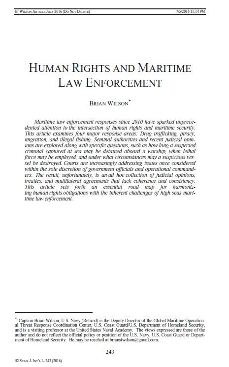 Human Rights and Maritime Law Enforcement Thumbnail